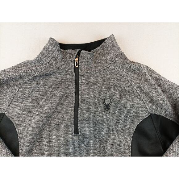 Spyder Mens Outbound 1/4 Zip Sweater Jacket Size L Gray Black Logo - Picture 2 of 10